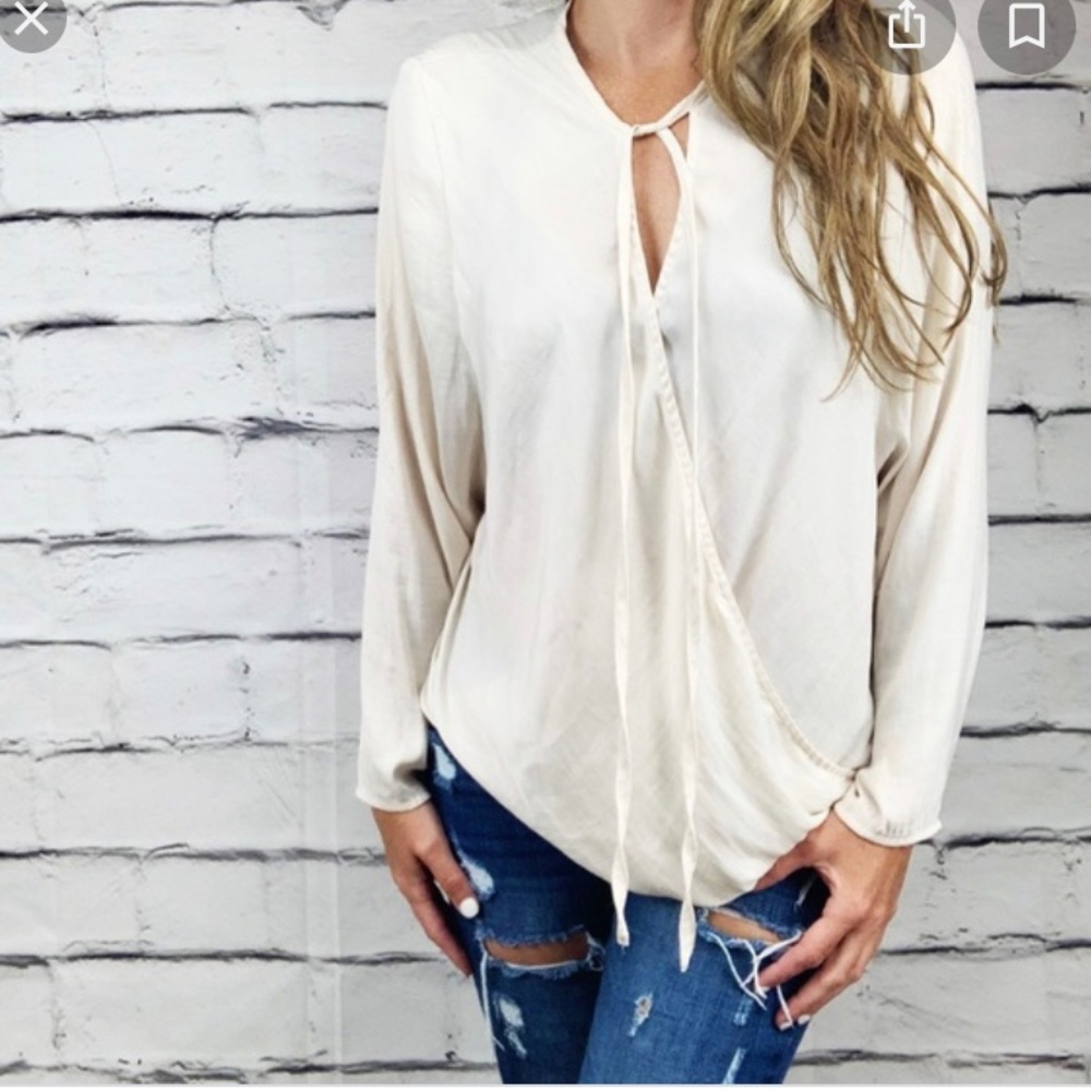 Cream Blouse Crossover By Silence and Noise Anthropologie